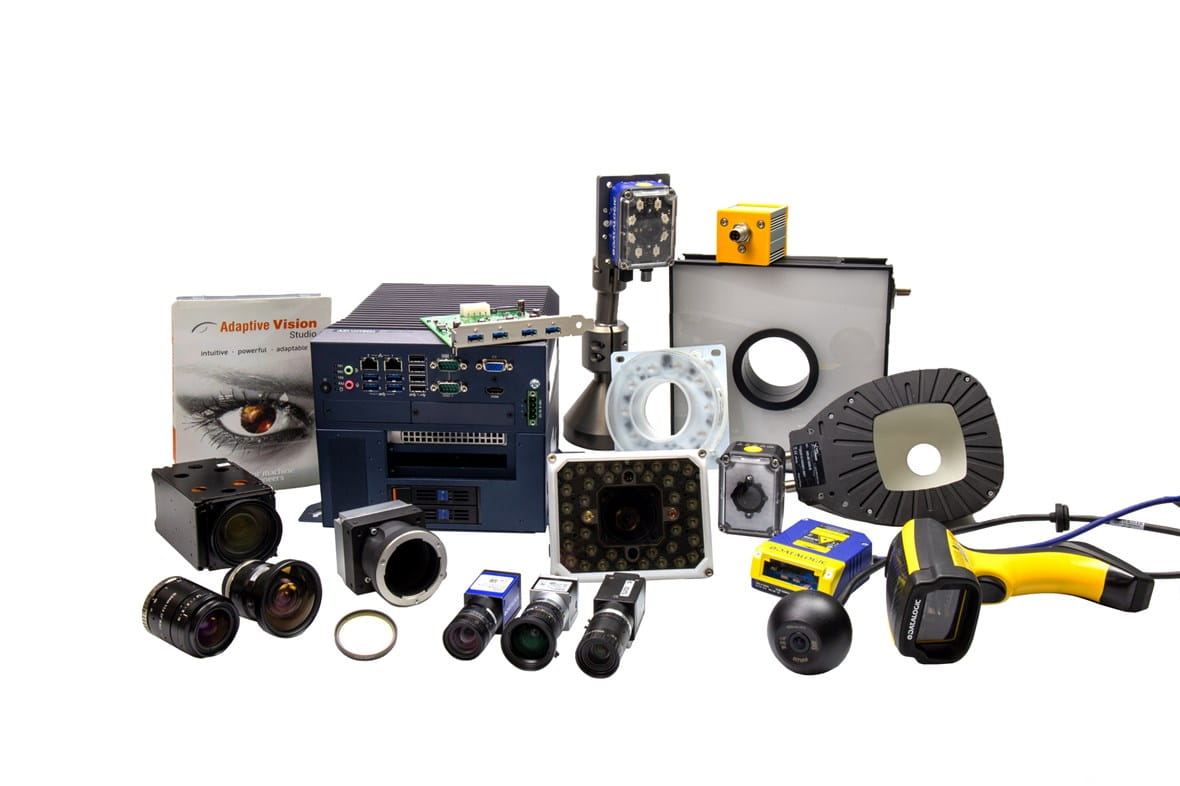 Group shot of various products from the Machine Vision business area