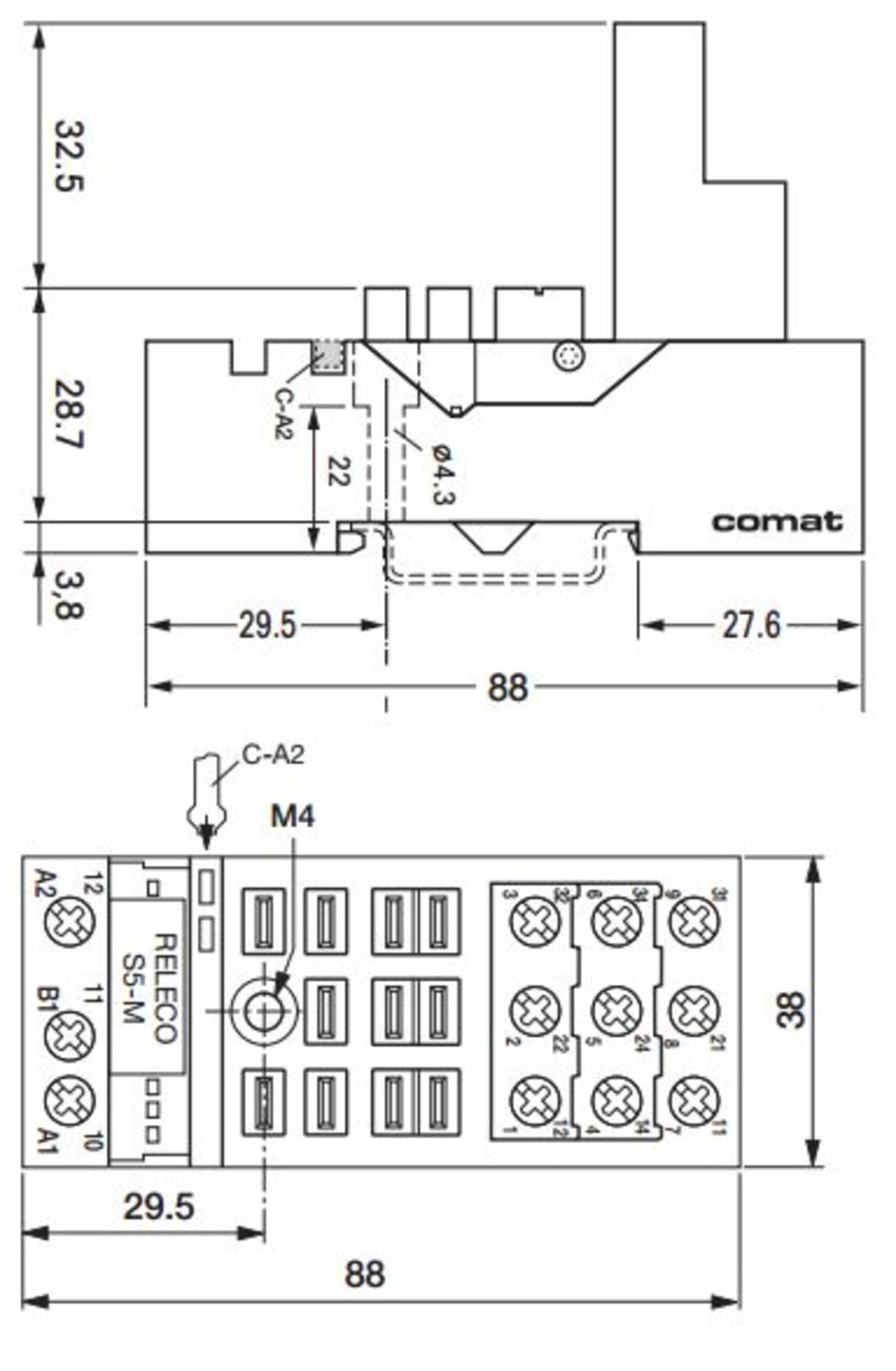 DIN Rail Mountable Screw Sockets For C5 Relays | ComatReleco | OEM ...